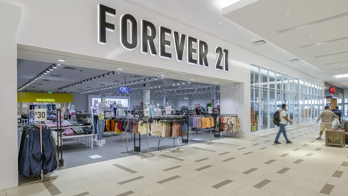 Interior view of the Forever 21 store at Lynden Park Mall, displaying women